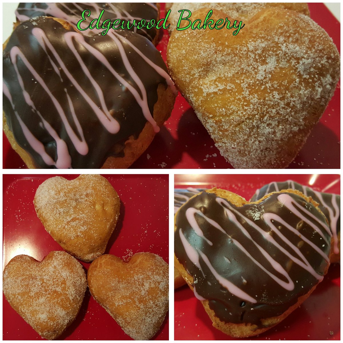 This morning we have heart shaped filled donuts,  hurry in before they are all gone!