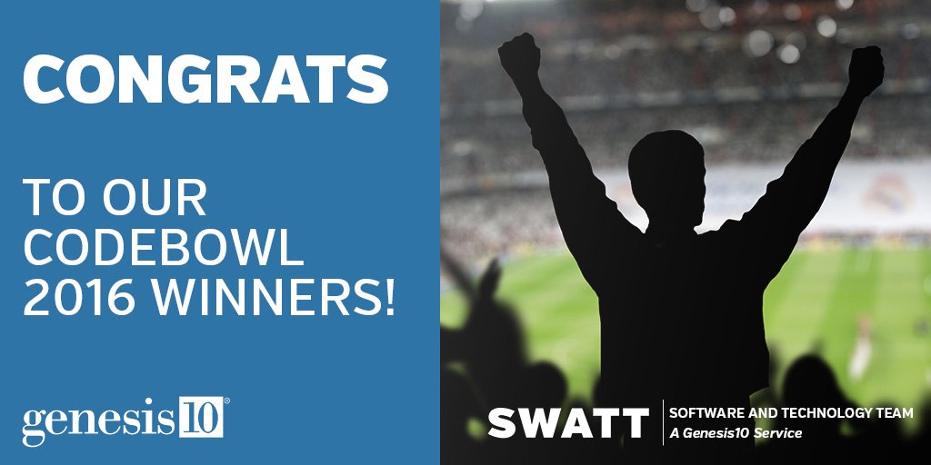 Gen10SWATT's tweet image. Congratulations #CodeBowl2016 winners! #java #javascript #cplusplus