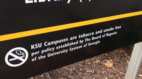 stampshealth's tweet photo. Great signage @kennesawstate #TobaccoUseStopsHere #GANetwork https://t.co/byd5jvuQpm