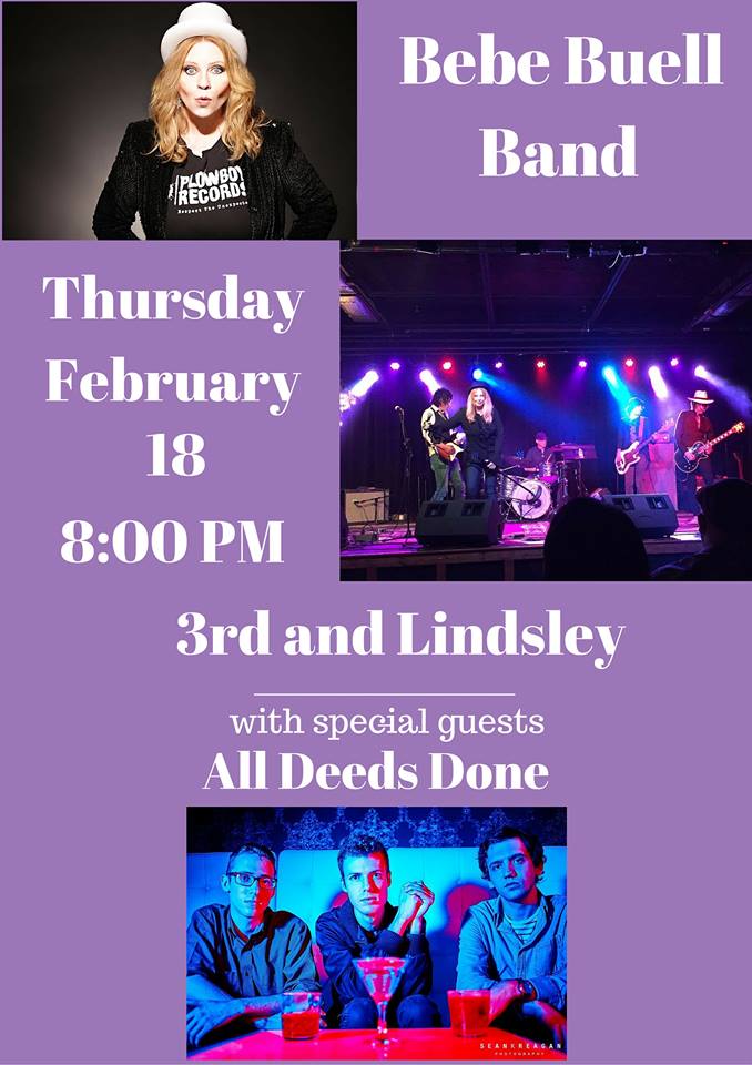BebeBuellBand's tweet photo. Not long now! BebeBuellBand @3rdandLindsley Nashville 2/18/16
w/ @All_Deeds_Done &amp; some VERY special surprise guests https://t.co/WsGZ1QR7oi