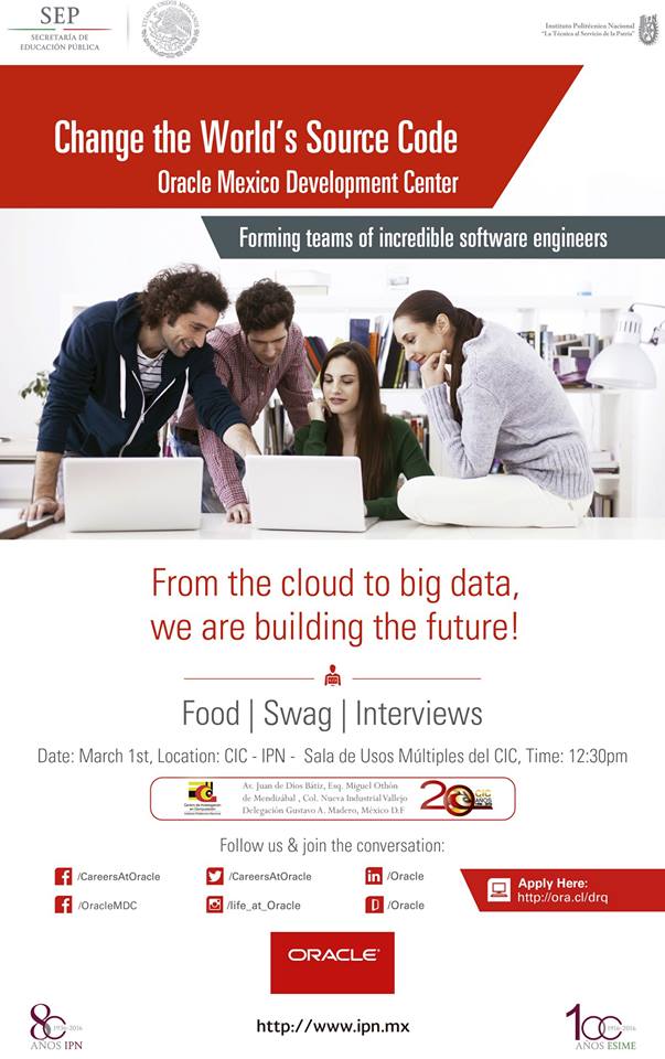CIC_IPN_OFICIAL's tweet photo. Reclutamiento ORACLE México en el CIC
March 1st 12:30 pm
#CareersAtOracle
#OracleMDC https://t.co/Vefw9ZSGxH