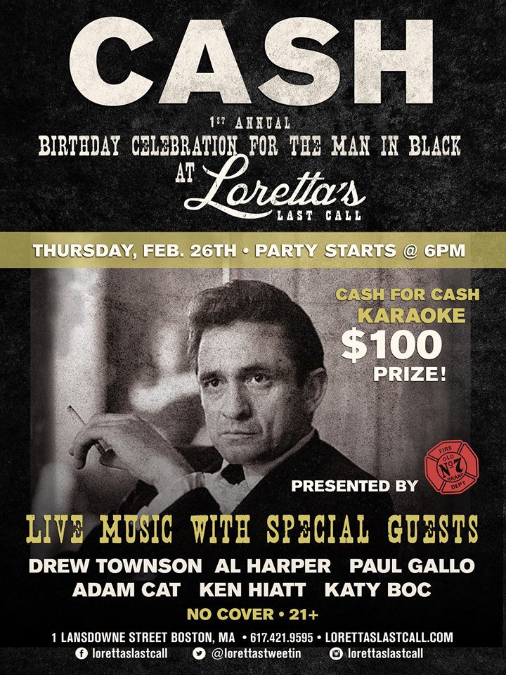 LorettasTweetin's tweet photo. Honor the King of Country @johnnycash on 2/26 • #livemusic w/@darrenbessette &amp; Cash for Cash #karaoke • 6PM https://t.co/T03vvVHMcU