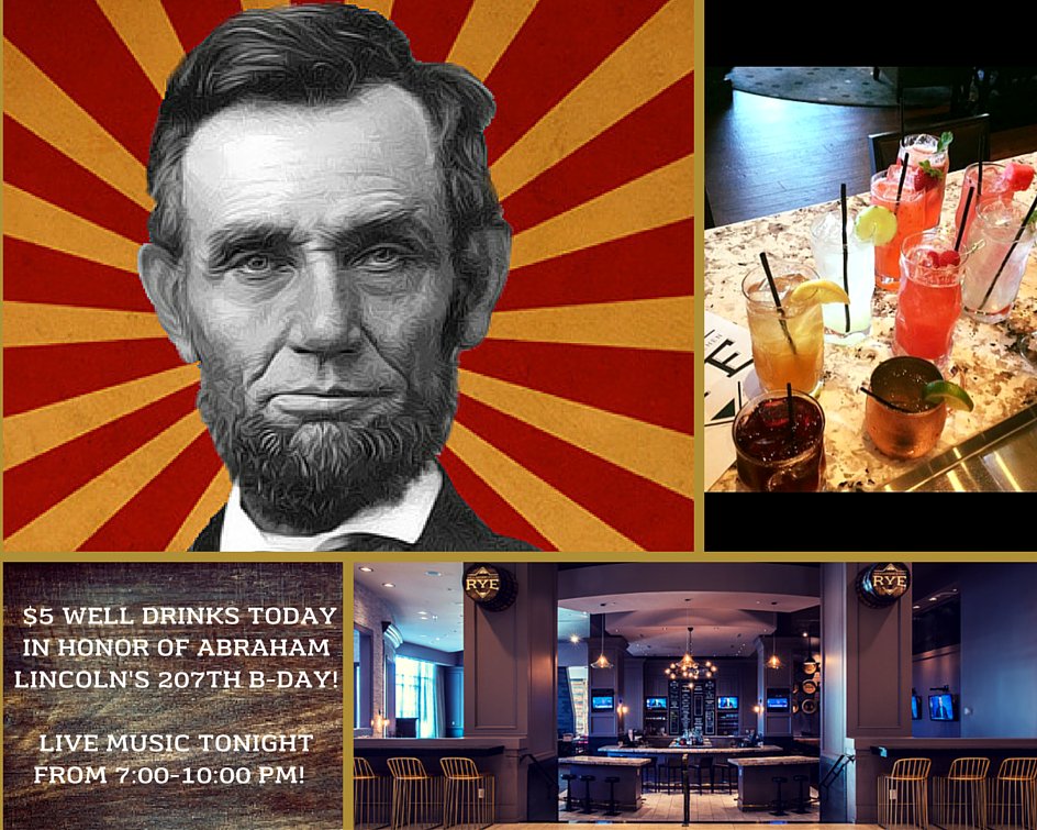 RyeRaleigh's tweet image. .@ryeraleigh is celebrating #LincolnsBday with well drinks worth a "#Lincoln" $5! #Raleigh #RyeRaleigh
