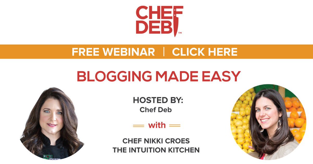 chefdebcoaching's tweet photo. Free Webinar "Blogging Made Easy" on Thursday, February 25 at 5 pm CST. Register here: https://t.co/fEpLxi70jk #chef https://t.co/4k6xRfQqeM