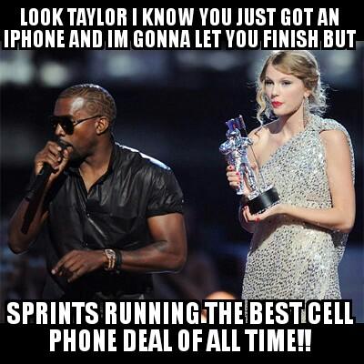 SprintPalmer's tweet photo. Even Kanye knows!  Everyone's gotta know at all costs! #sprint is cutting all plans of the competition in #HALF #50% https://t.co/Iph79kw00U