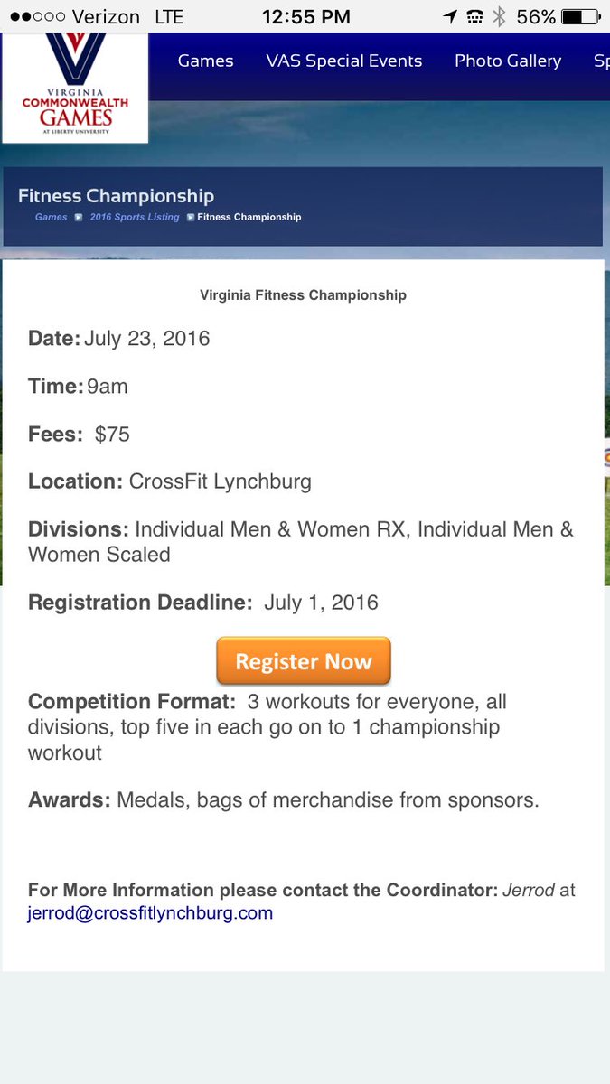 vafitgames's tweet photo. Are you looking to test your fitness against Va's best?  See link in bio to register! #crossfitlynchburg https://t.co/swRCacGeqG