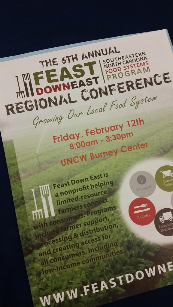 FeastDownEast's tweet photo. Eating #local at the @FeastDownEast conference! #FDEconference #eatlocal #ILM @UNCWilmington https://t.co/uwqvfcrcrH