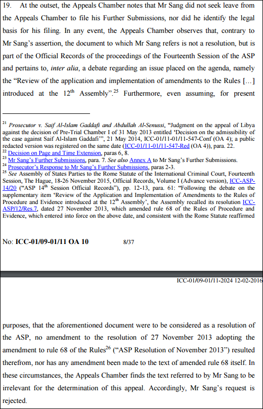 DnBcorporation's tweet photo. _CICC: RT liz_evenson: A footnote to the main story, perhaps, but in today's decision on #Rule68, #ICC found #ASP1… https://t.co/0rkMunKKug