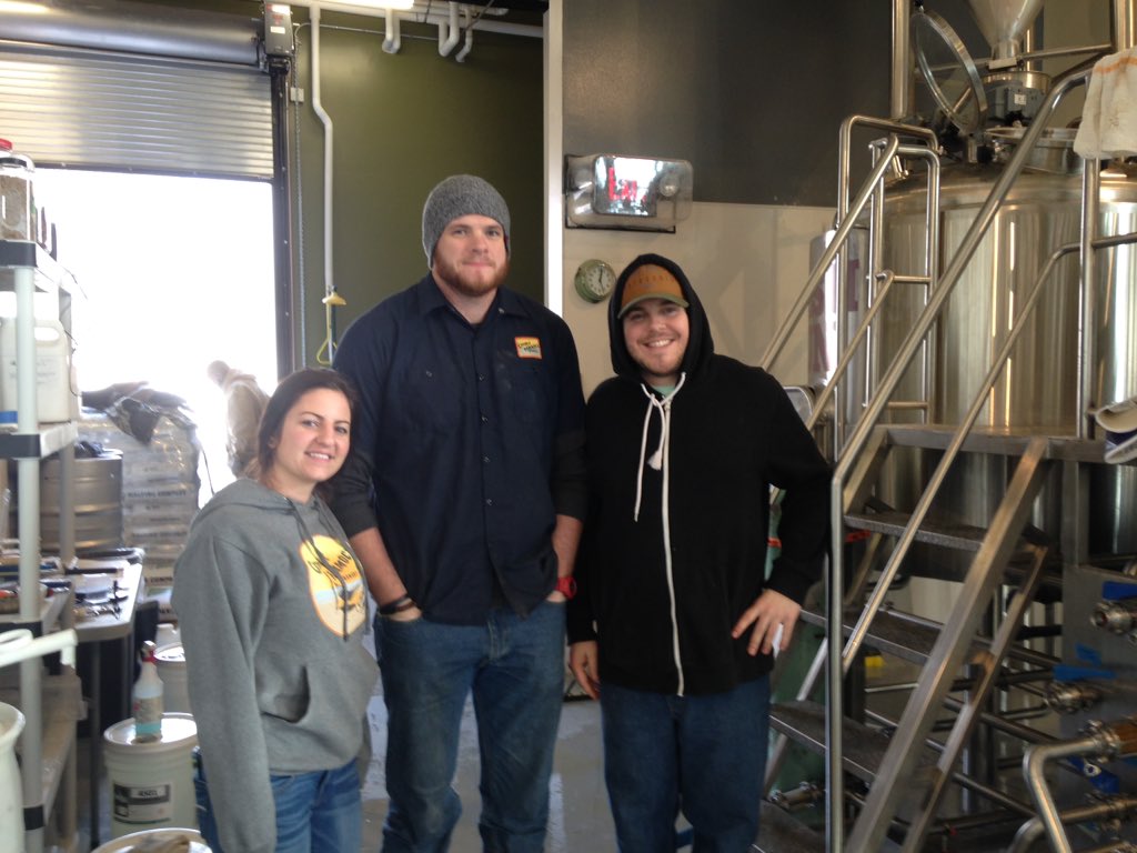 Our brewing bunnies, Lindsay &amp; Tommy, shadow brewing with @CrookedHammock superstar brew team member Craig!