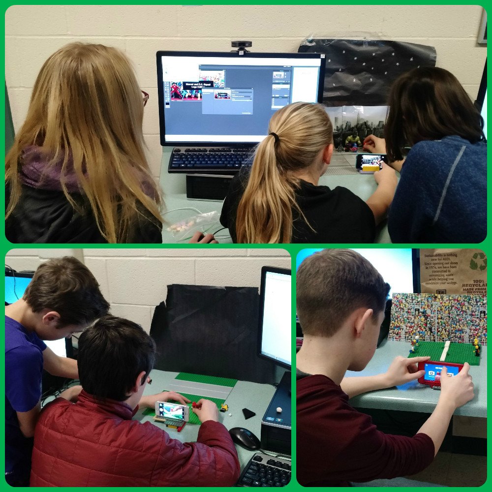 wazupwithtech's tweet photo. Stop motion movies in progress! Such a creative &amp; collaborative bunch of 7th graders! #flyhighfri @GCMSCATS https://t.co/izSRl0fXyJ