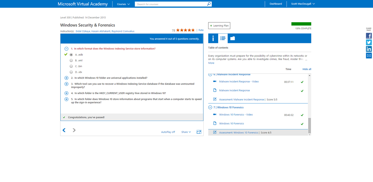 smacdougall19's tweet photo. #WindowsSecurityandForensics #MVA #TechRewards https://t.co/ExtHpUk96b