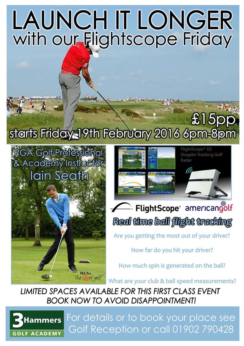 3HammersGolf's tweet photo. 1 week to go until #FlightscopeFriday with @iainseath_PGA only 2 spaces left, call 01902 790428 to book!! https://t.co/tnyH1pihep