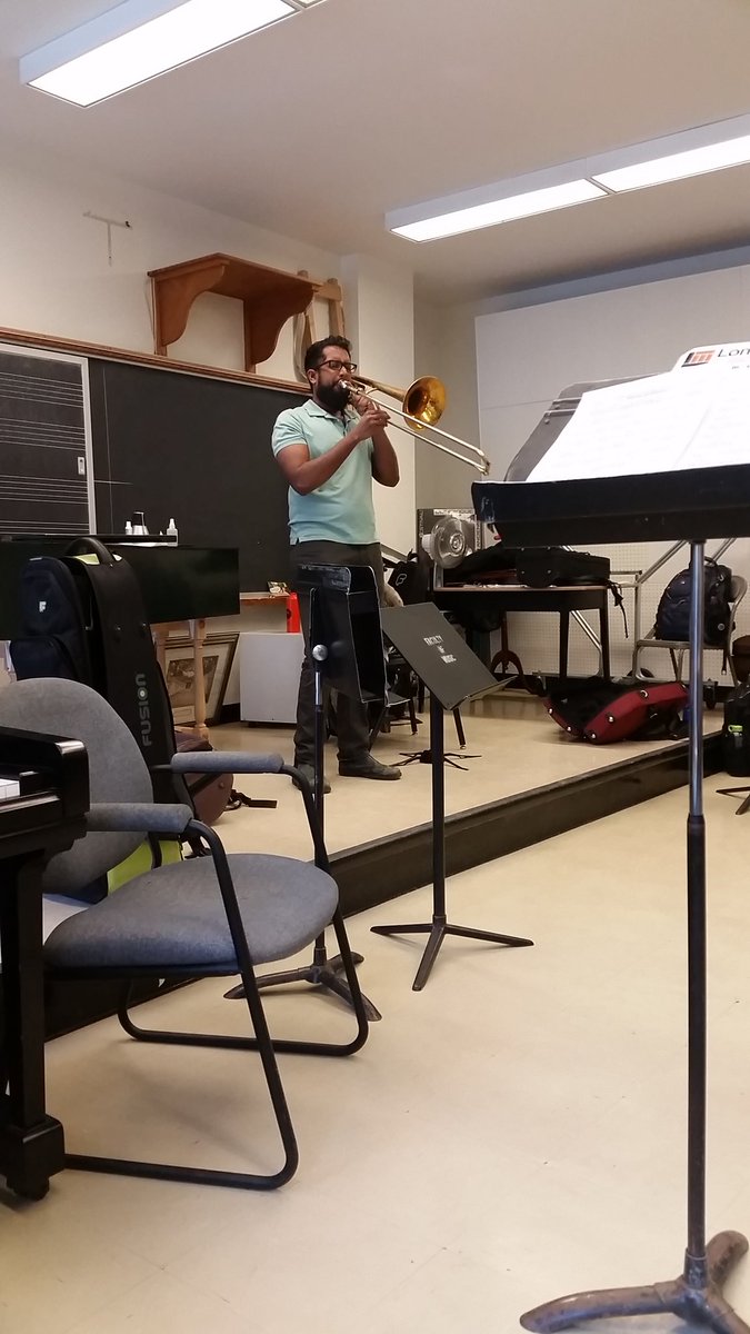 UofTTrombone's tweet photo. RJ giving a demonstration before going into the student performances! https://t.co/Jg9qdtALZf