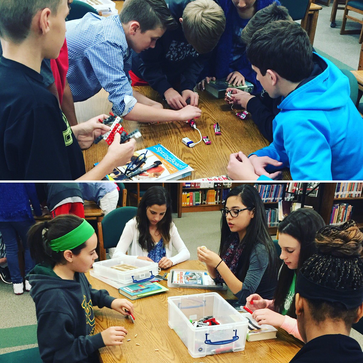 AshleyLef's tweet photo. Libraries...not just for books! @FISD_Libraries #griffinlibrary #gatorreads #makerspace #notsoquietlibrary https://t.co/fqZCVG6Itn