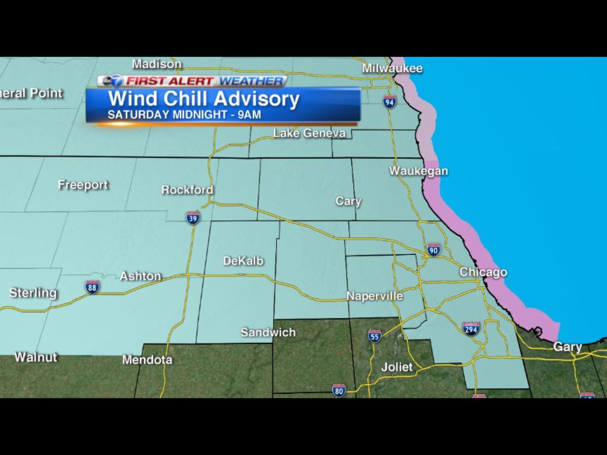 TracyButlerABC7's tweet image. Just a reminder....WIND CHILL ADVISORY  Midnight  thru 9am Saturday.  Wind chills as cold as -20   @ABC7Chicago