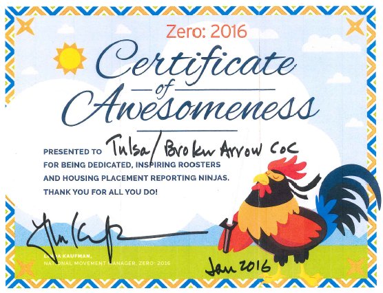 ZeroTulsa's tweet photo. Really excited to receive this award from the national initiative today. #HousingNinjas #Zero2016Tulsa https://t.co/RHfOs2eWGx