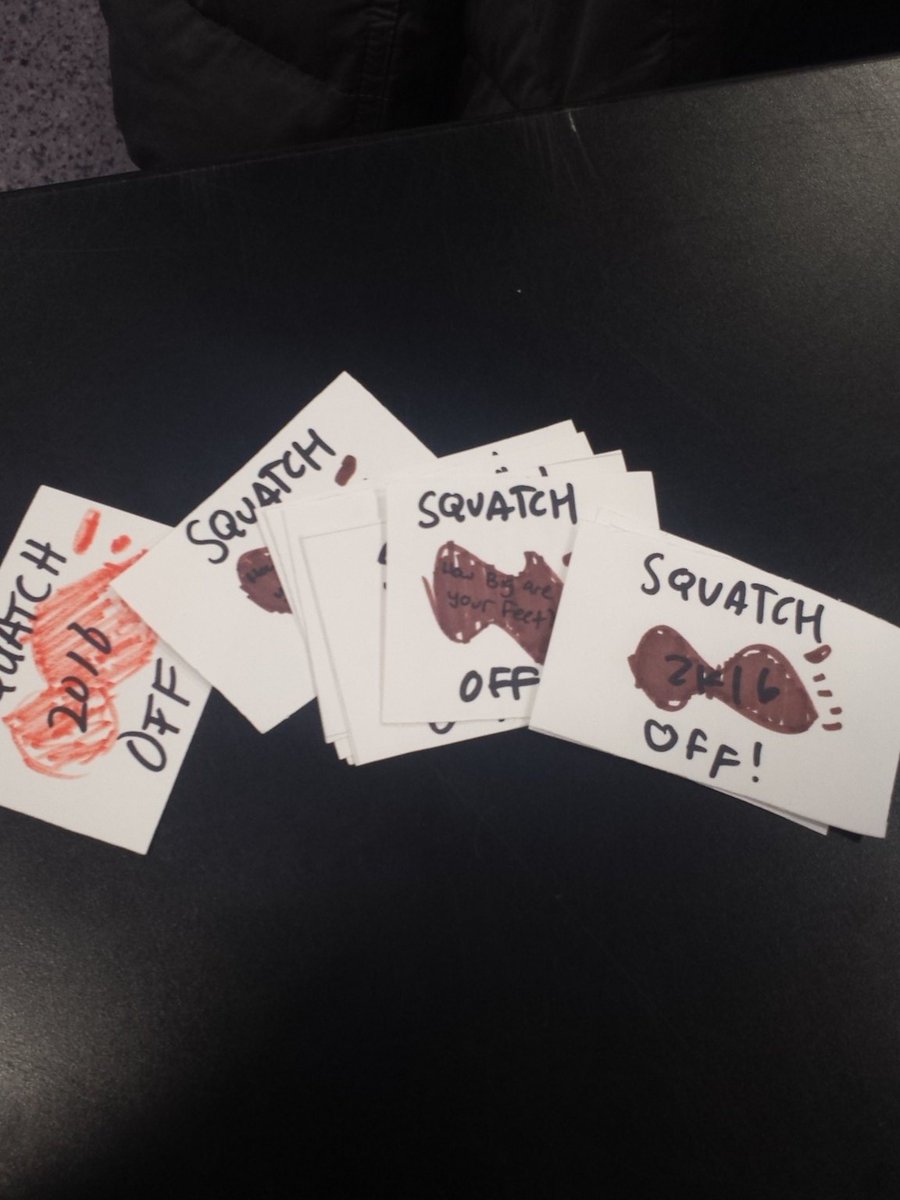 SquatchOff's tweet photo. There's still time to get your limited edition #Squatchoff sticker! Find @gemmmmmmmma8 for your very own! https://t.co/HFUktP07Wl