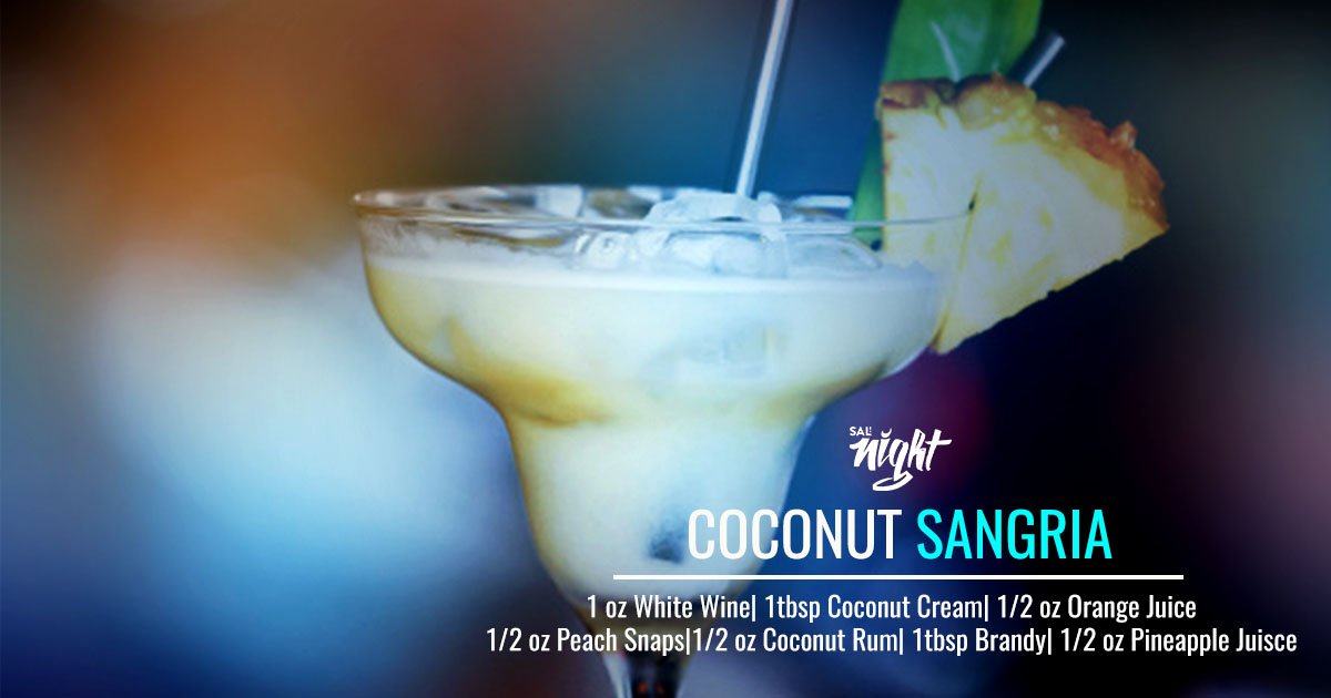 salnightpr's tweet photo. Shake it up y ya tienes una sangria de coco 🍸Cheers! #SalNight https://t.co/a9P32TbTtZ