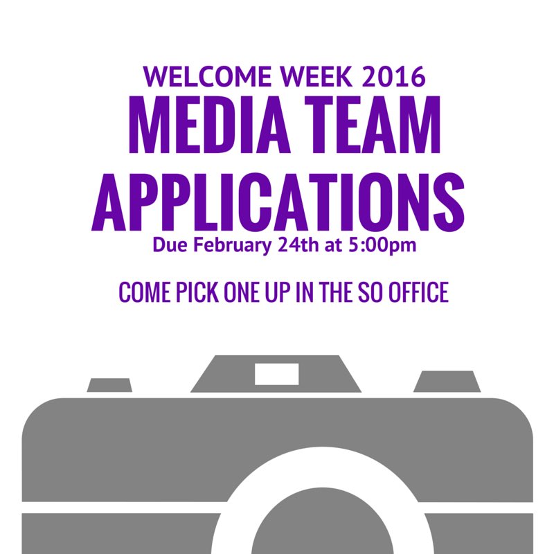 langford_m's tweet photo. Don't miss out on this awesome opportunity to be on the media team for Welcome Week 2016! https://t.co/F2dD0xVj2A
