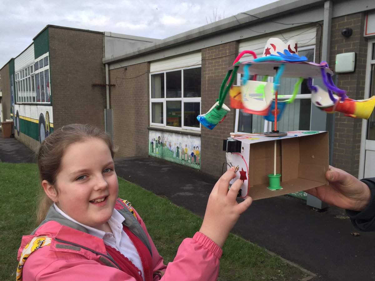 Llan_Prim_Sch's tweet photo. Wow! An electrical swinging ride. Maybe for hamsters, Leah? Dad enjoyed it too @afa @CSCJES #electricalwizards https://t.co/7xzGOAIPWv