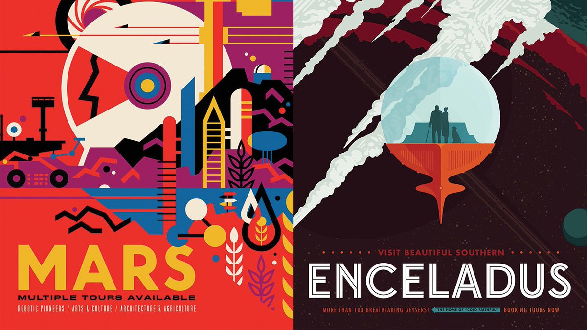 Adweek's tweet photo. .@NASAJPL is doing #RetroFuturism right with these incredible space tourism posters: https://t.co/YYZtlxtdPg https://t.co/Jy2oDUuvTt