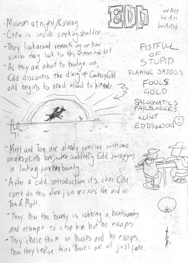 The opening scene / name for Saloonatics actually came from Edd's old sketchbook! 