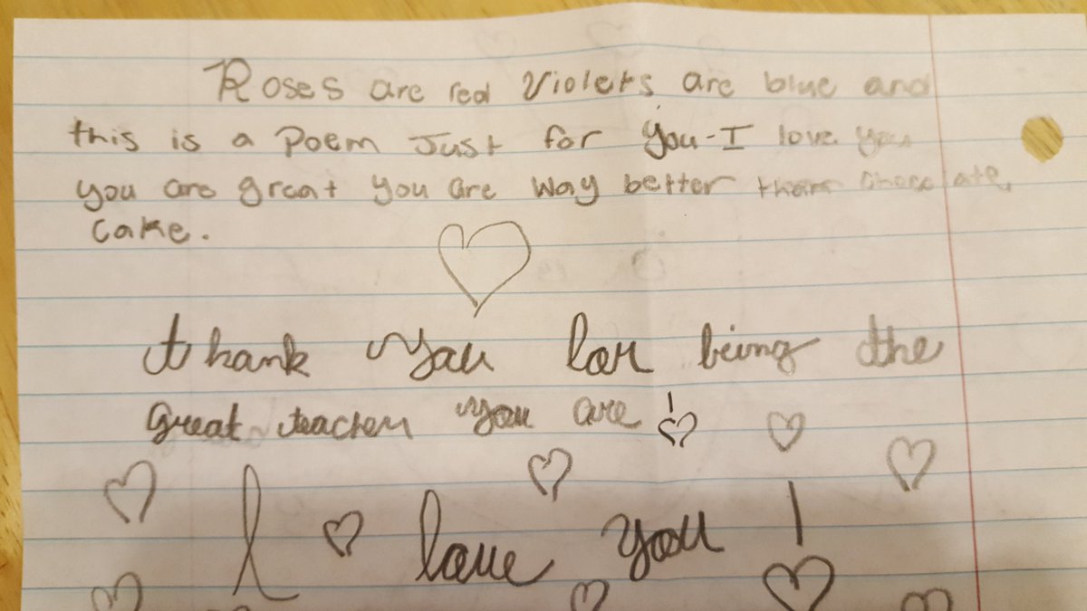 SFalgione's tweet photo. I got this wonderful Valentine poem from one of my students today.  #RFES #Rocktified #lovemyclass @rockfish4th https://t.co/u9JxslnWmK