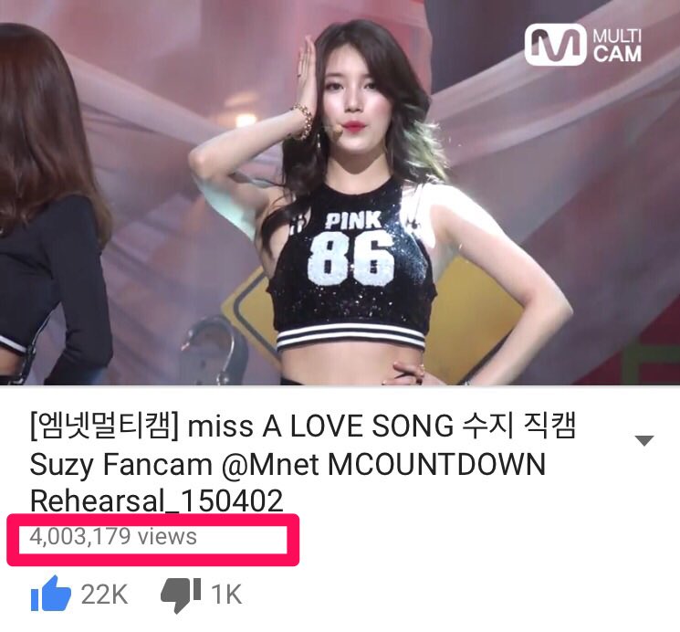 Suzy's "Love Song" fancam exceeded 4 Millions of views @missA_suzy 💕👏🏻👏🏻🎉
