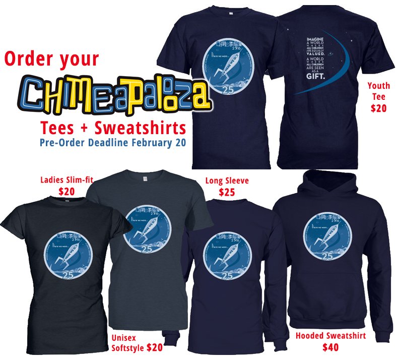 chimeapalooza's tweet photo. Show your support + help us reach our goal of selling 100 of these awesome tees-ends 2/20!! https://t.co/iyY1jO4Ict https://t.co/5a45JF3w9C