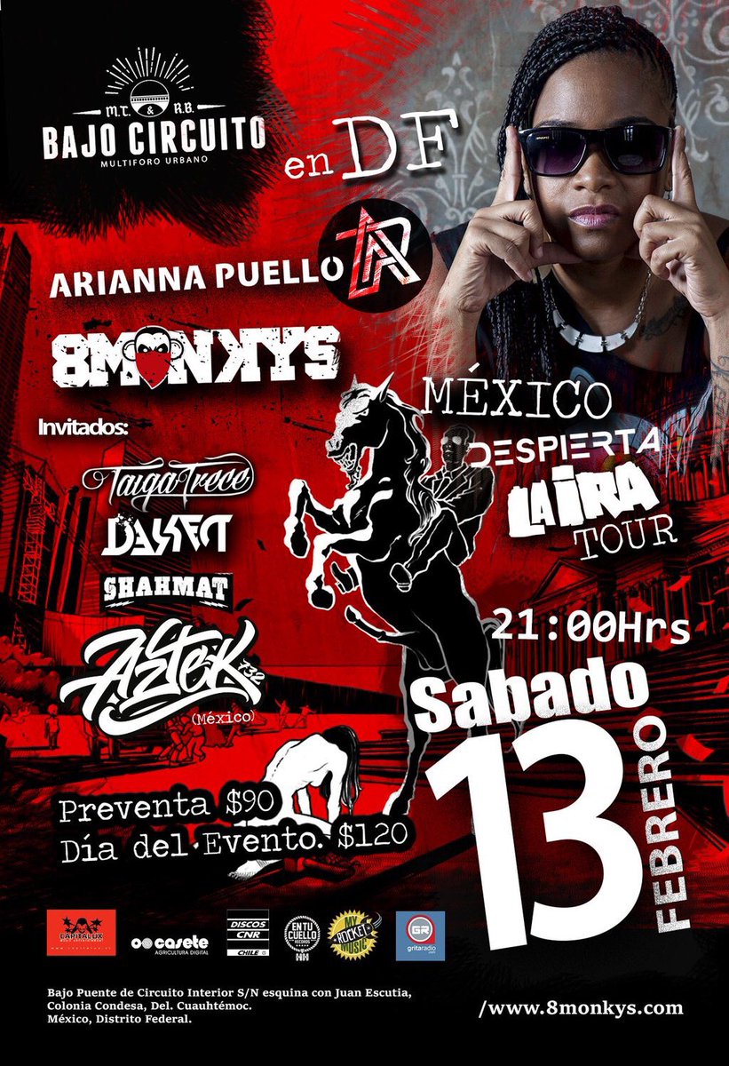8MONKYS_BAND's tweet photo. "@Elbajocircuito: @AriannaPuello en @Elbajocircuito hoy con @8MONKYS_BAND y sigue la fiesta toda la noche #djaztek https://t.co/Az4NwYyhKs"