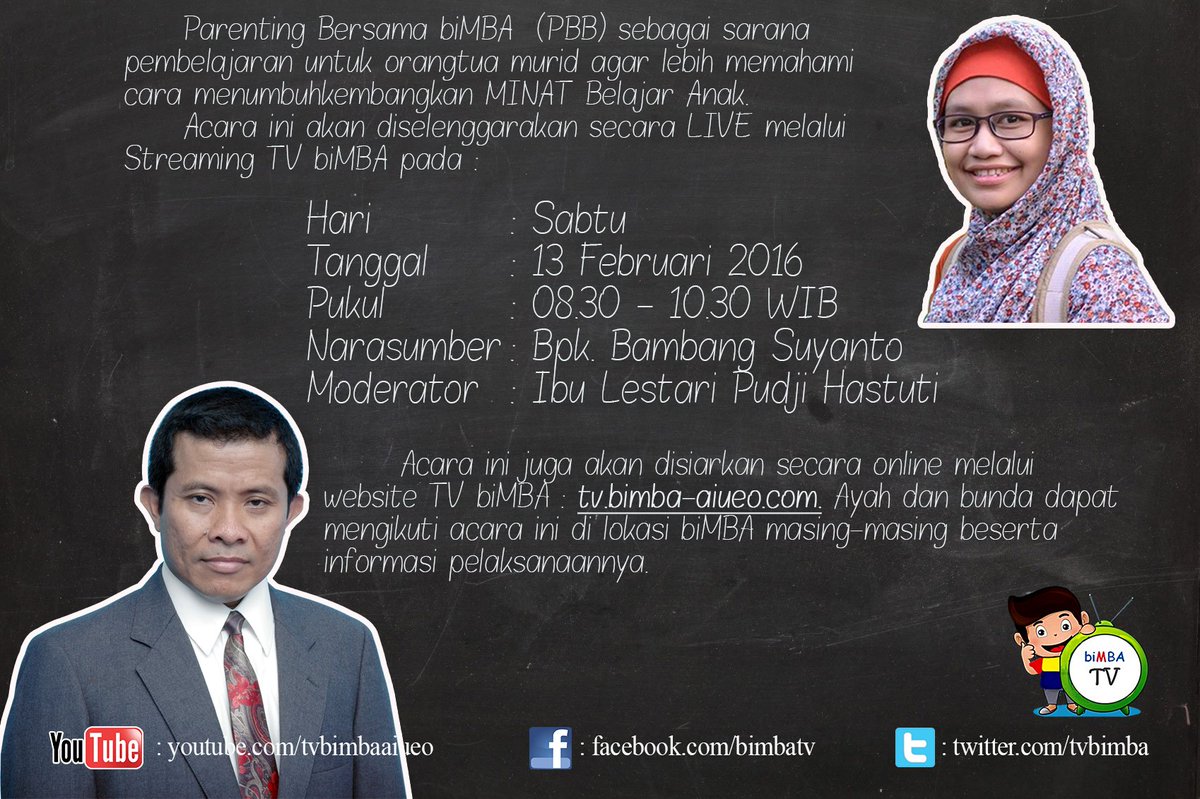 Sahabat biMBA,
Nonton yuk Parenting Bersama biMBA di tv.bimba-aiueo.com
<a href="/ShiwyM/">Shiwy Maulina_biMBA</a> <a href="/vebism/">Vebi Sri Minarni</a> <a href="/nikky_vianti/">nikky vianti</a>