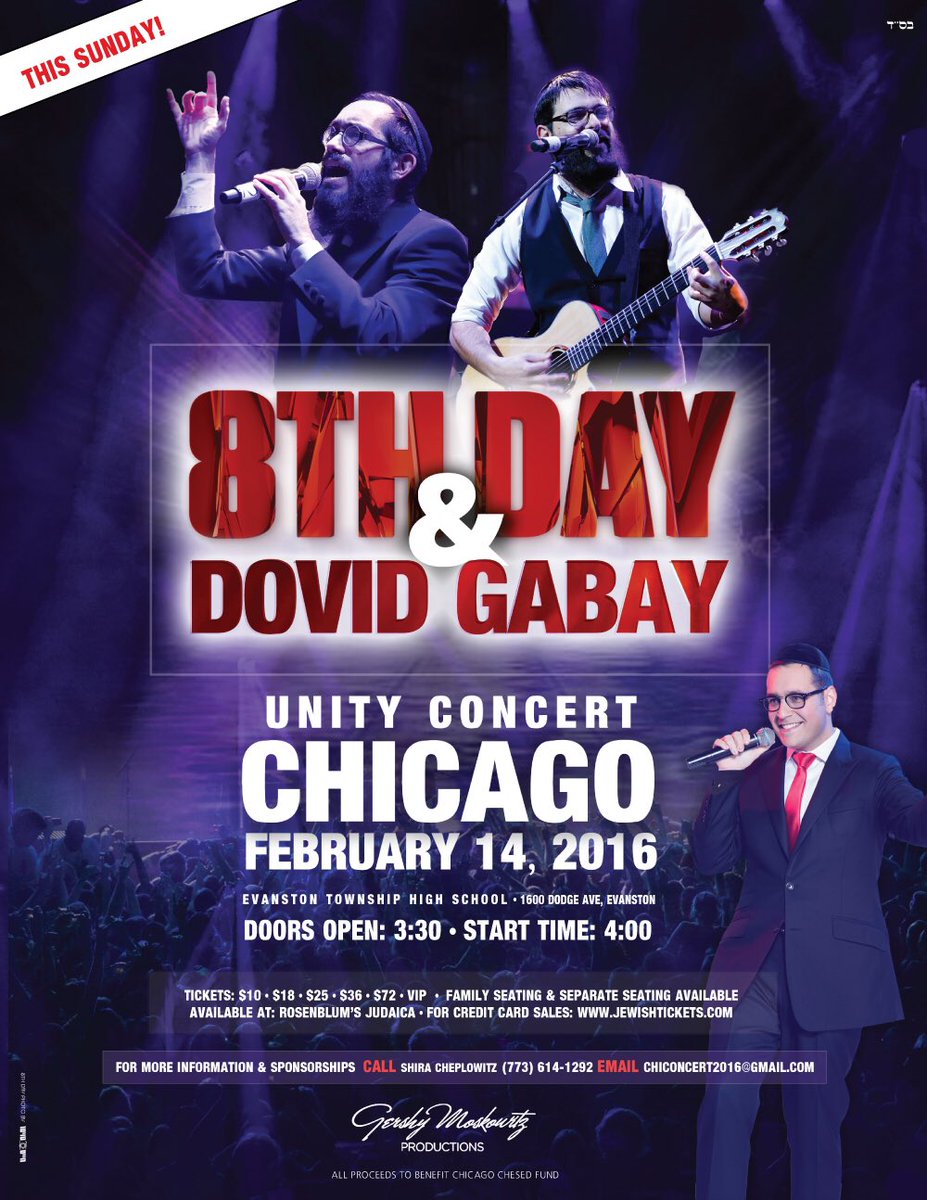 ChiConcert2016's tweet photo. Shabbos HaYom LaShem!  Sunday's a different story! @ChiConcert2016 @8thdaymusic @GabayNews @gershymoskowitz https://t.co/57PCiOIasK