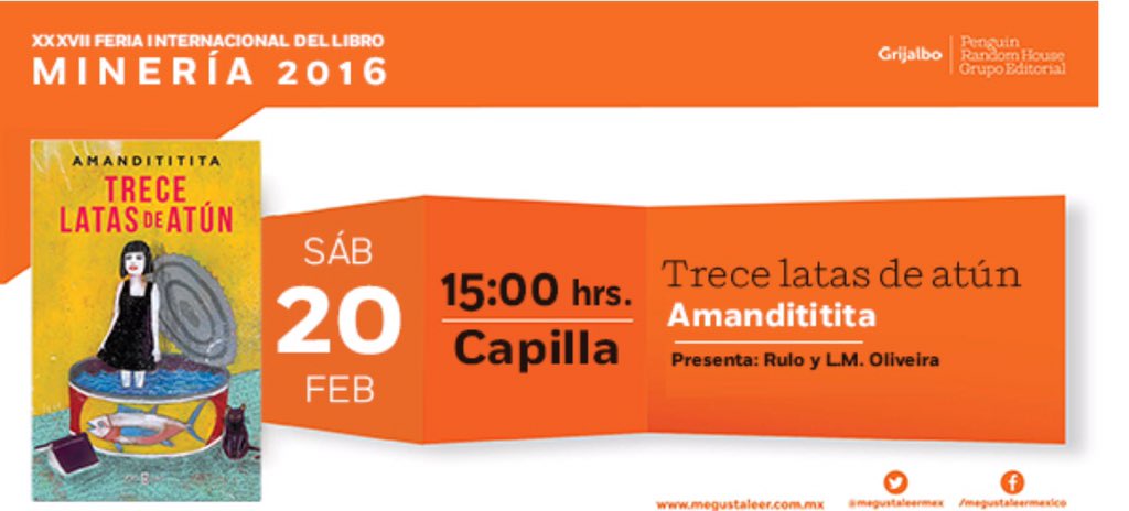 amandititita's tweet photo. Presentamos "Trece Latas de atún" En el palacio del minería. 20 Feb.15:00 Rulo, Luís Muñoz y su servilleta. https://t.co/cO8nqhJFhL