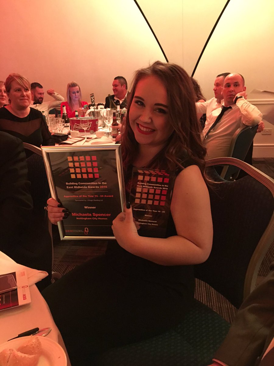 linzlewis15's tweet photo. That's our girl! @michaelajspenc1 @nottmcityhomes #apprenticeoftheyear #BCEMA16 #proud https://t.co/2tP4FfLHUP