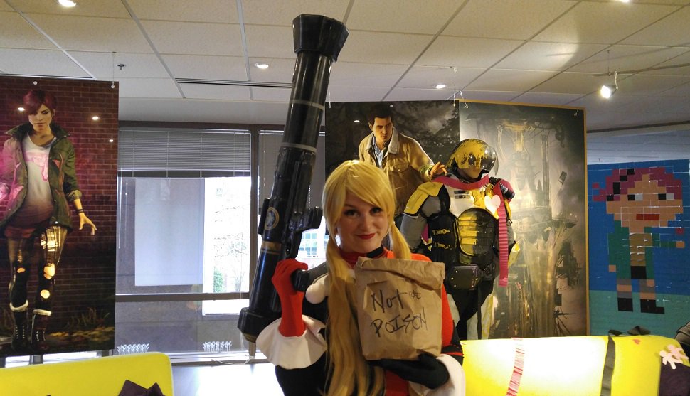 SuckerPunchProd's tweet photo. Get the Bazooka! Our OM Sarah clowning around..hosting a dangerously fun Valentine’s Day for us #anotherdayatSP https://t.co/FAZwXON7cU