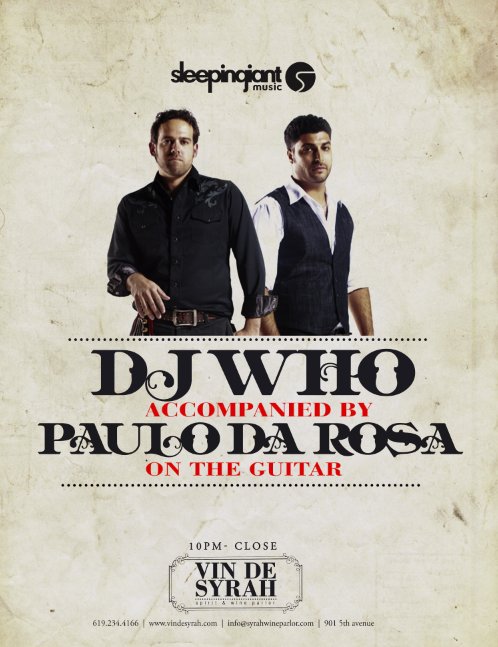 catch one of our favorite duo's tonight down the rabbit hole! Dj Who and Paulo Da Rosa on the electric guitar!