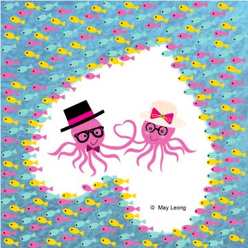 Happy Valentine's Day ! #Valentine #artlicensing #illustration #mayleongdesign #octopus #fish #love #MakeAPromise