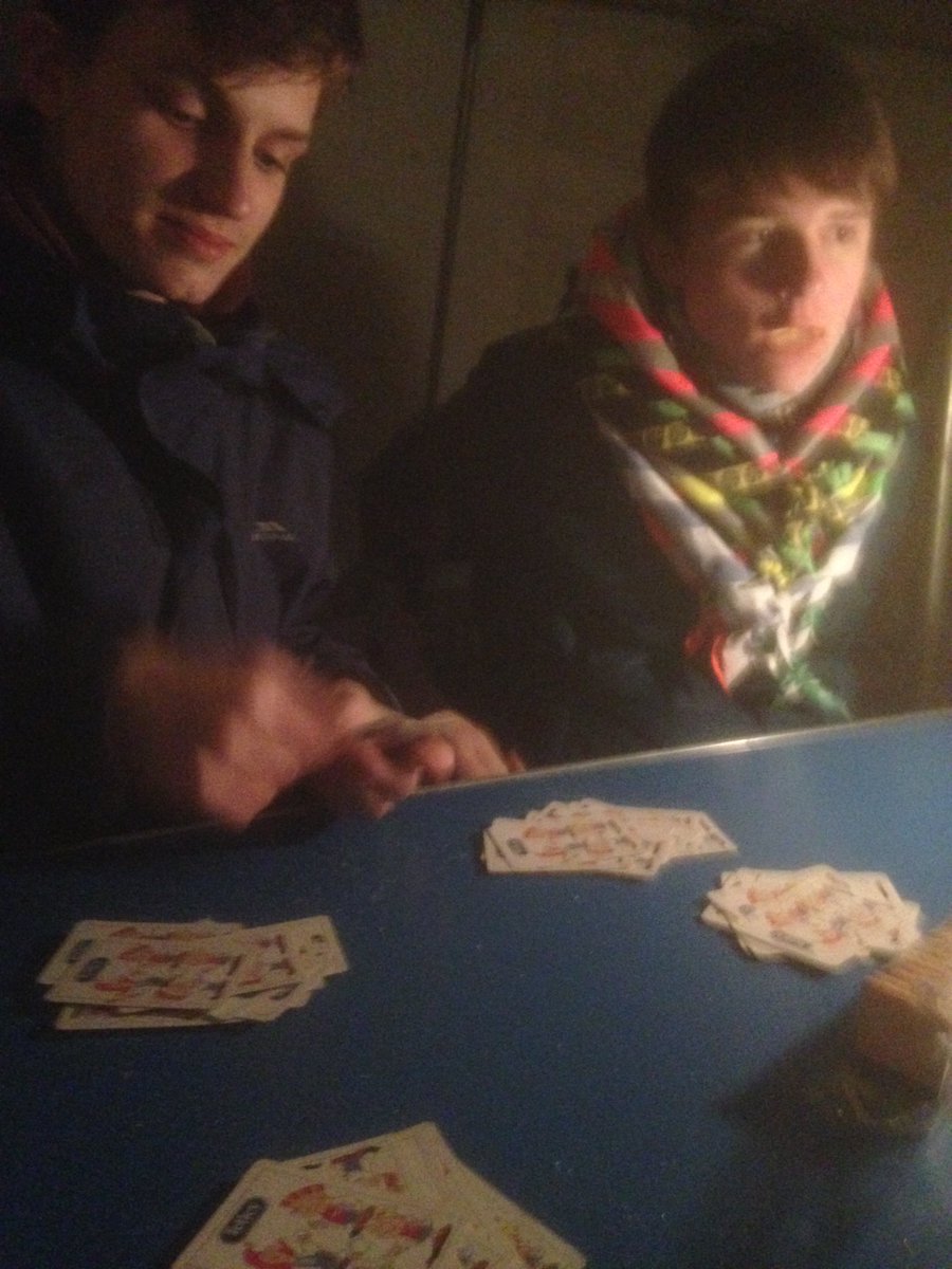 Scouts asleep and young leaders playing cheat <a href="/StaffsScouts/">Staffordshire Scouts</a>, <a href="/LichfieldScouts/">Lichfield District</a>