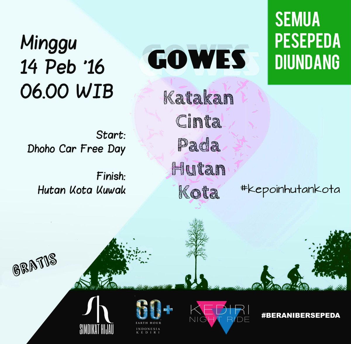 Ktakan cinta pd hutan kota, yg hobi gowes, ditunggu yaak? <a href="/infokediri/">Informasi Kediri</a> <a href="/KabKediri/">Kediri</a> <a href="/infokotaKEDIRI/">infoKEDIRI</a> <a href="/tasfm_kediri/">Radio Tasfm Kediri</a>