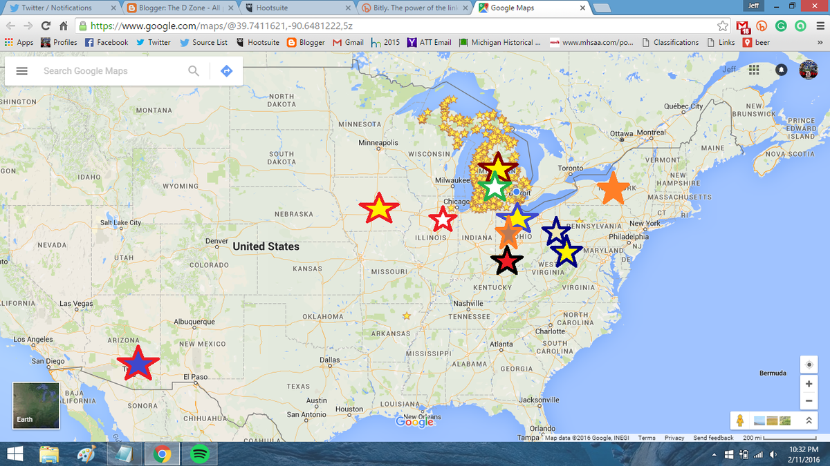 TheD_Zone's tweet photo. Updated map of where recruits will be or were  this weekend.  #WeWant80 for sure! https://t.co/Qsaw30qudu