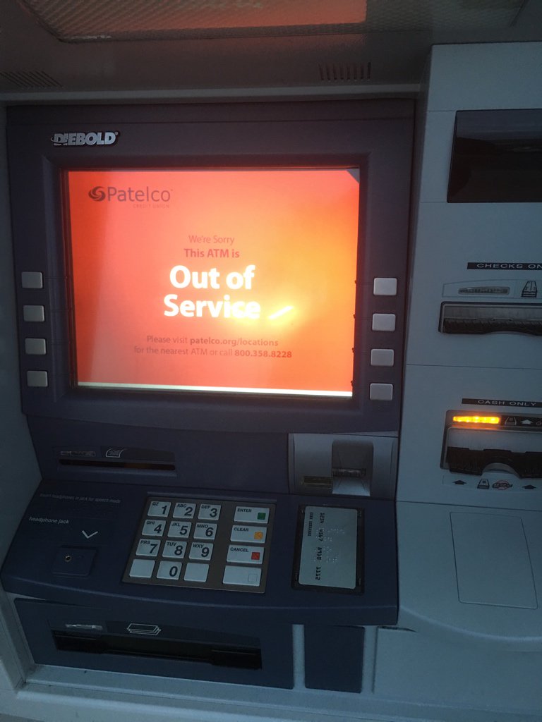 zetachann's tweet image. @patelcopays #patelco your ATM just ate my cash deposit. What a waste of valuable time.