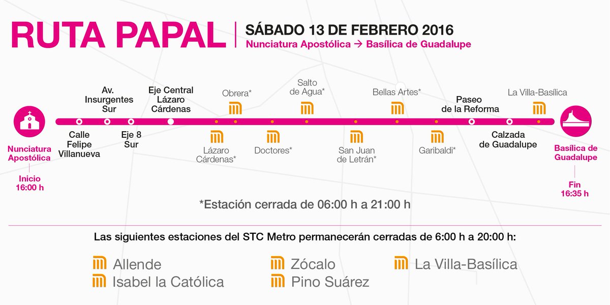 Ya se han reabierto las vialidades afectadas por el recorrido del #PapaEnCDMX Esta es la ruta de mañana #mm