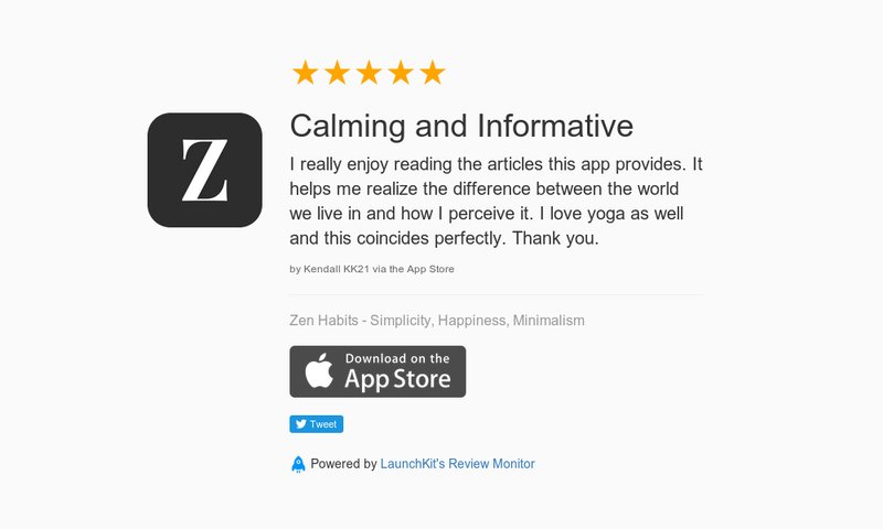 MonkeyTheorem's tweet image. 5 Star Review: "Calming and Informative: I really enjoy reading the articles this app prov…" launchkit.io/reviews/Co_k2m…
