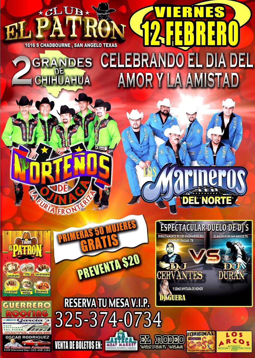 nortenosdeoj's tweet photo. Buenas noches amigos!
Los esperamos esta noche en San Angelo, Tx!!
@LosMarineros69 https://t.co/zdKW9abicr