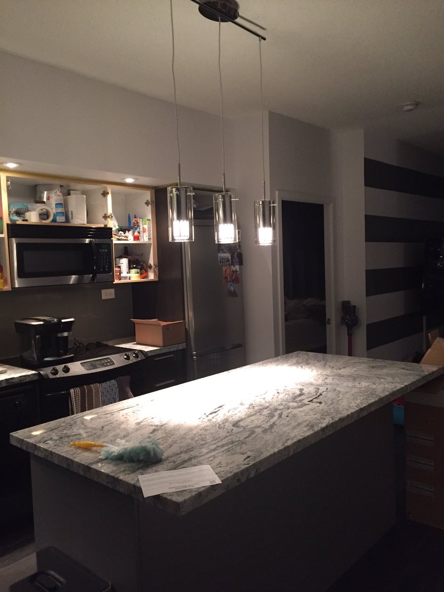 lindzie21's tweet photo. Hung the lights myself #handylady #newisland #newcounters #renovationstation https://t.co/M18lRR675D