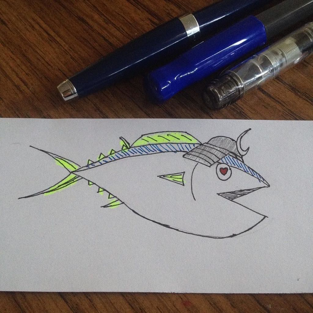 Pactagon's tweet photo. I was told to draw a valentines-themed samurai..... #fountainpen #tuna #thunnus #samurai #… https://t.co/cllU3YdlPr https://t.co/Ia6EDptzZ0