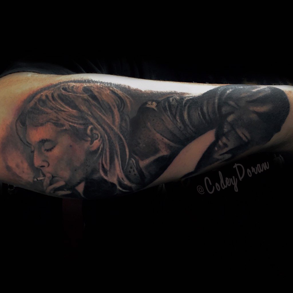 CodeyDoran's tweet image. #kurtcobain #tattoo contact #hiddenlosangeles or message me for inquiries.