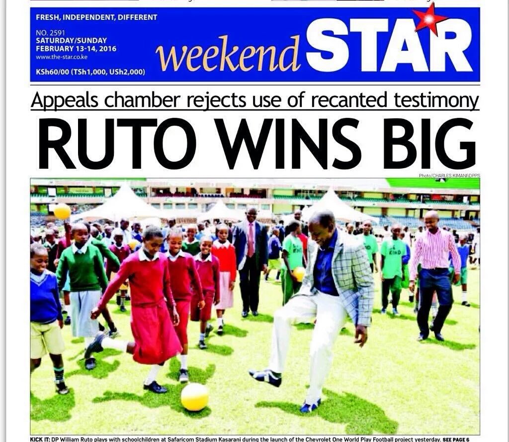 Asmali77's tweet photo. Today's front page headlines. Great news for DP @WilliamsRuto and Journalist @Arapsang #Rule68 https://t.co/laNB2ITnlj