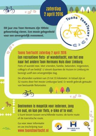Toons Toertocht 2016 ter ere van Toon Hermans zijn 100ste geboortejaar
ow.ly/YgZTo