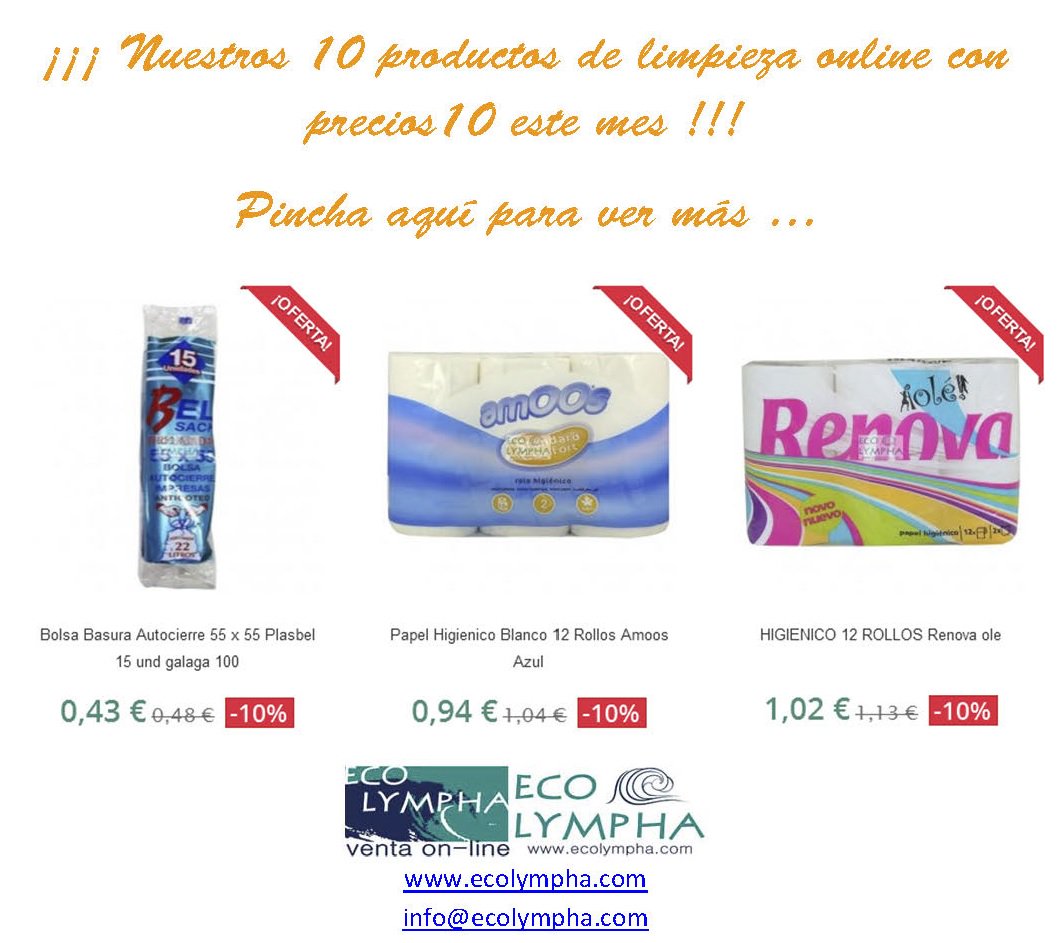 ecolympha's tweet image. @ecolympha
ecolympha.com
¡¡¡Productos de limpieza con precios10 este mes !!!
Pincha aquí para ver más …